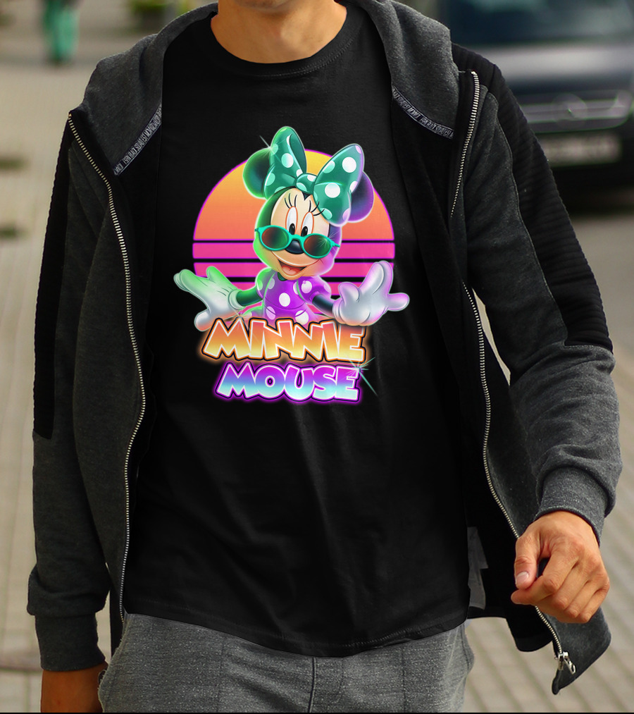 Minnie Mouse Retro Sunset Neon Style T-Shirt