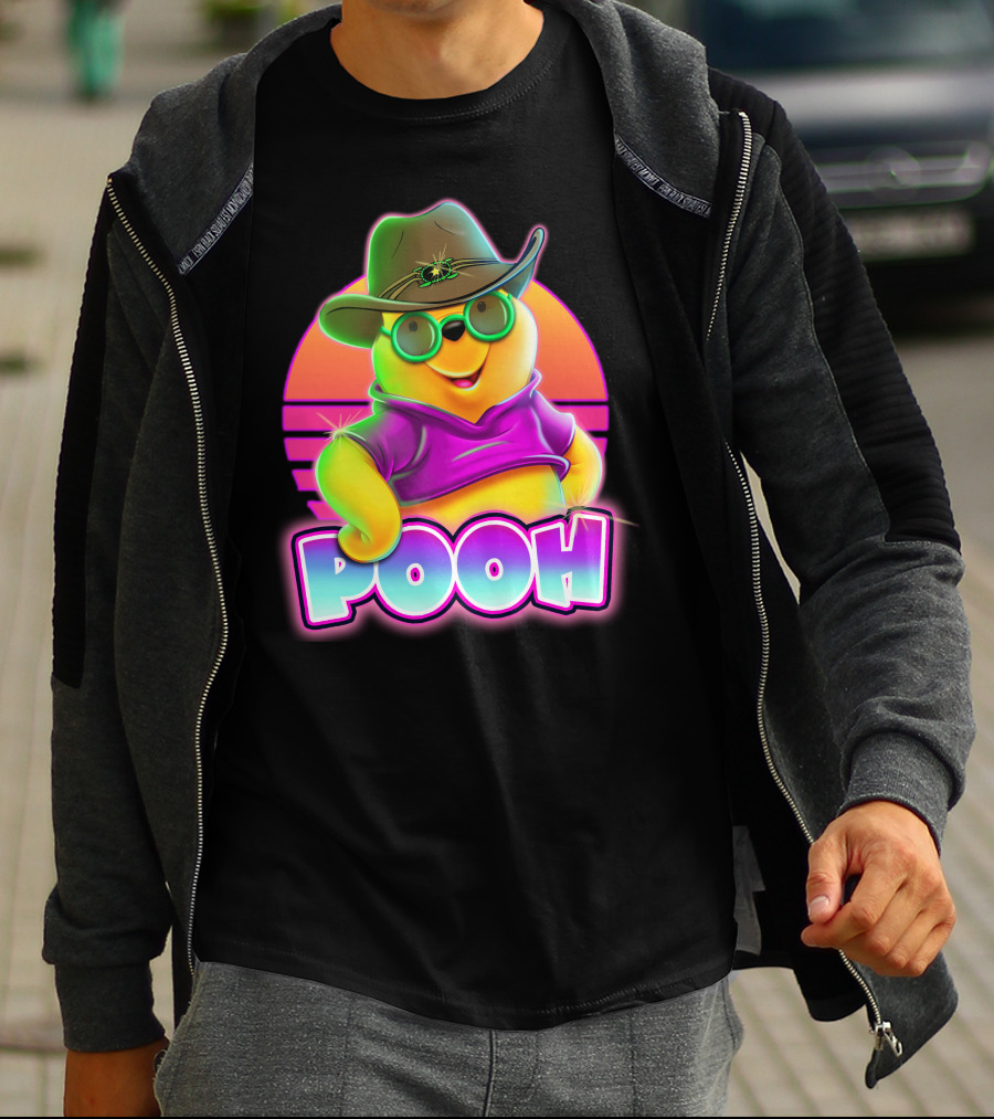 Pooh Retro Cool Style With Hat And Sunglasses T-Shirt