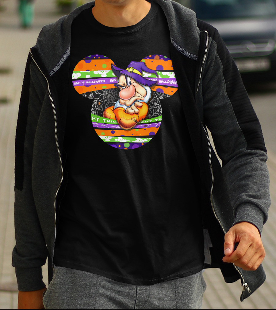 Grumpy Mickey Mouse Ears Happy Halloween Trick Or Treat T-Shirt
