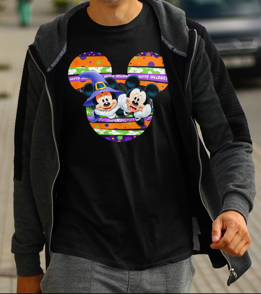 Mickey And Minnie Happy Halloween Halloween Pumpkin T-Shirt