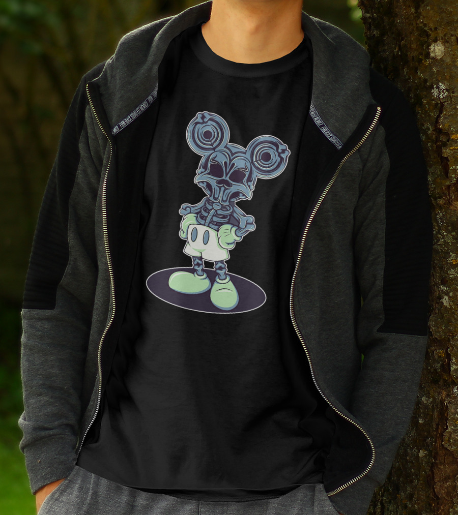 Halloween Creepy Skeleton Mouse Character T-Shirt