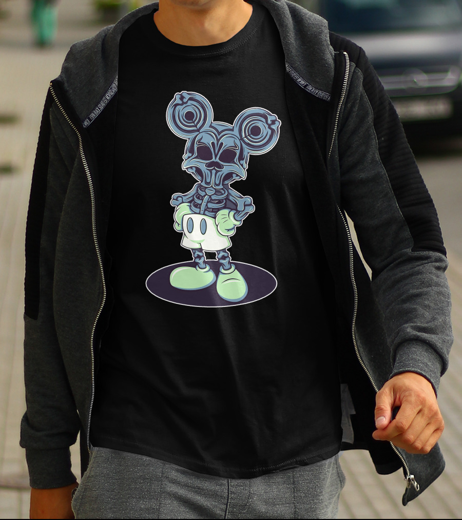 Halloween Creepy Skeleton Mouse Character T-Shirt