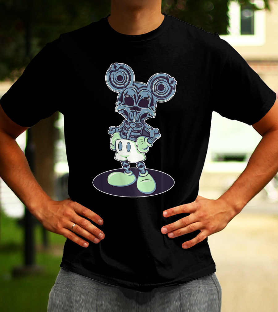 Halloween Creepy Skeleton Mouse Character T-Shirt