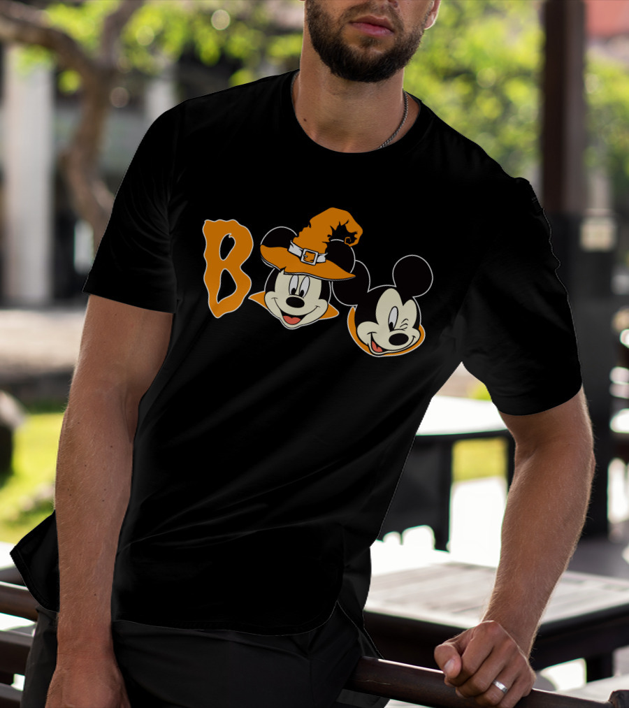 Boo Halloween Mickey Mouse Witch Hat T-Shirt