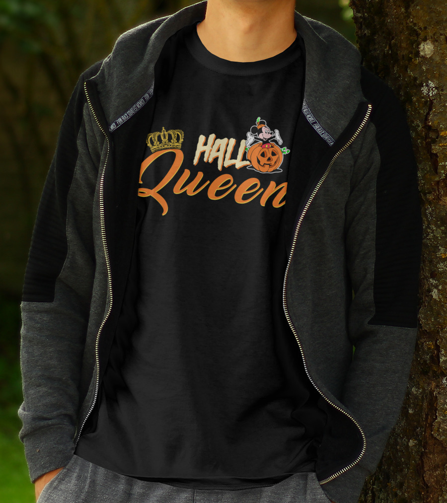 Hall Queen Crown Pumpkin Skeleton Halloween T-Shirt