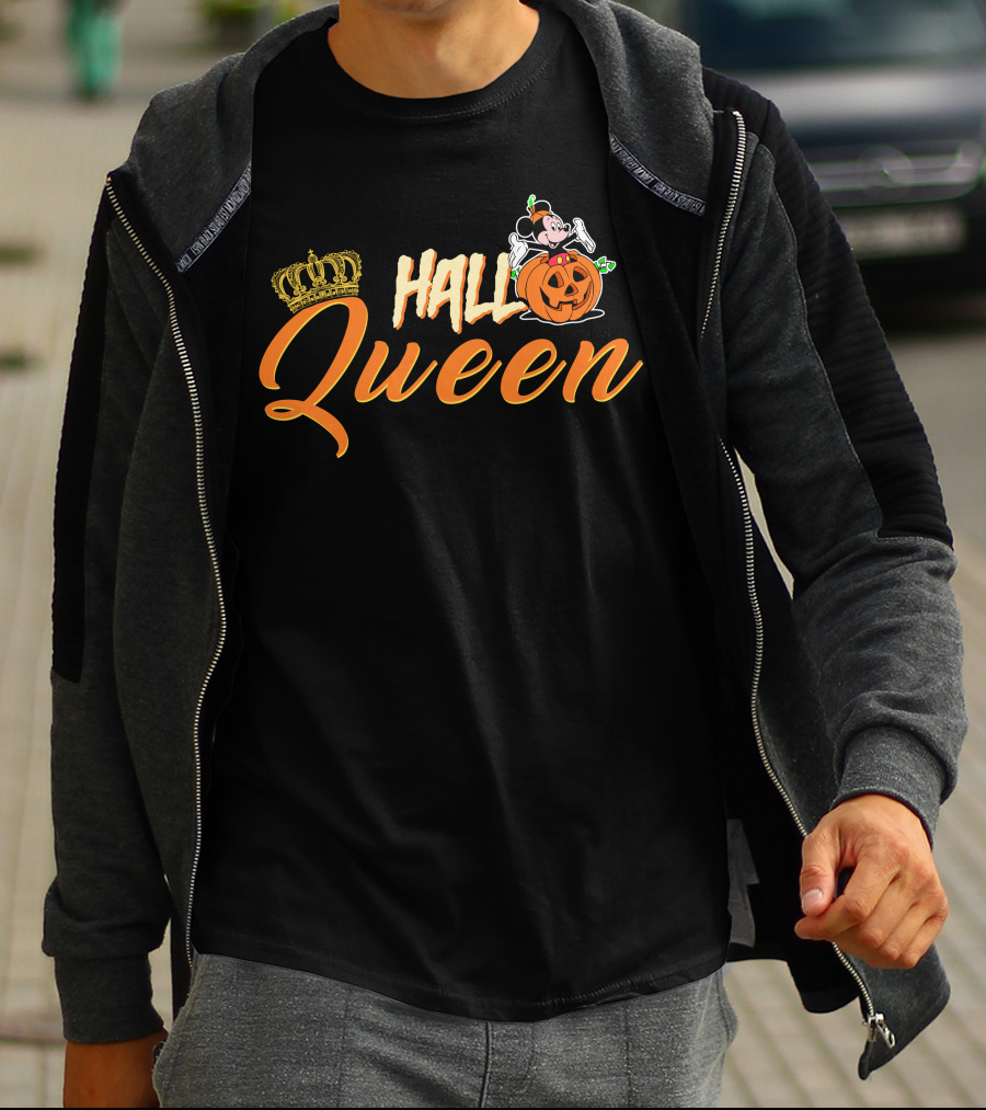 Hall Queen Crown Pumpkin Skeleton Halloween T-Shirt