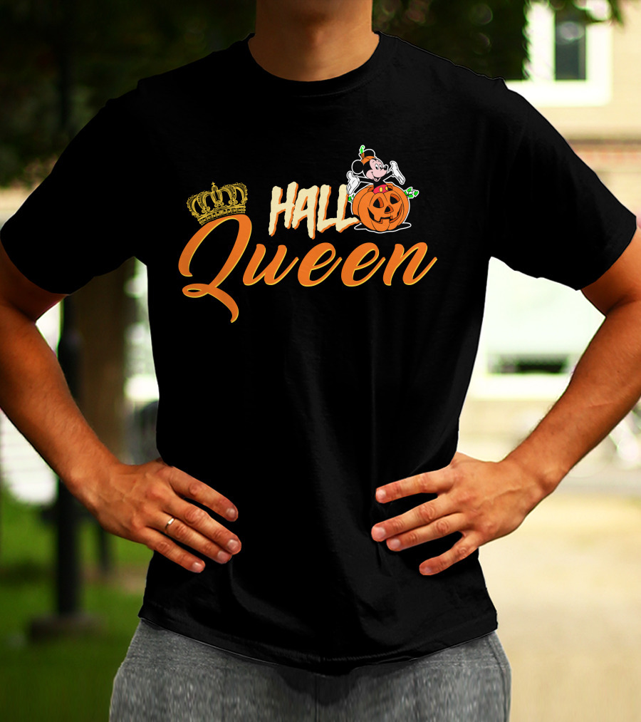 Hall Queen Crown Pumpkin Skeleton Halloween T-Shirt