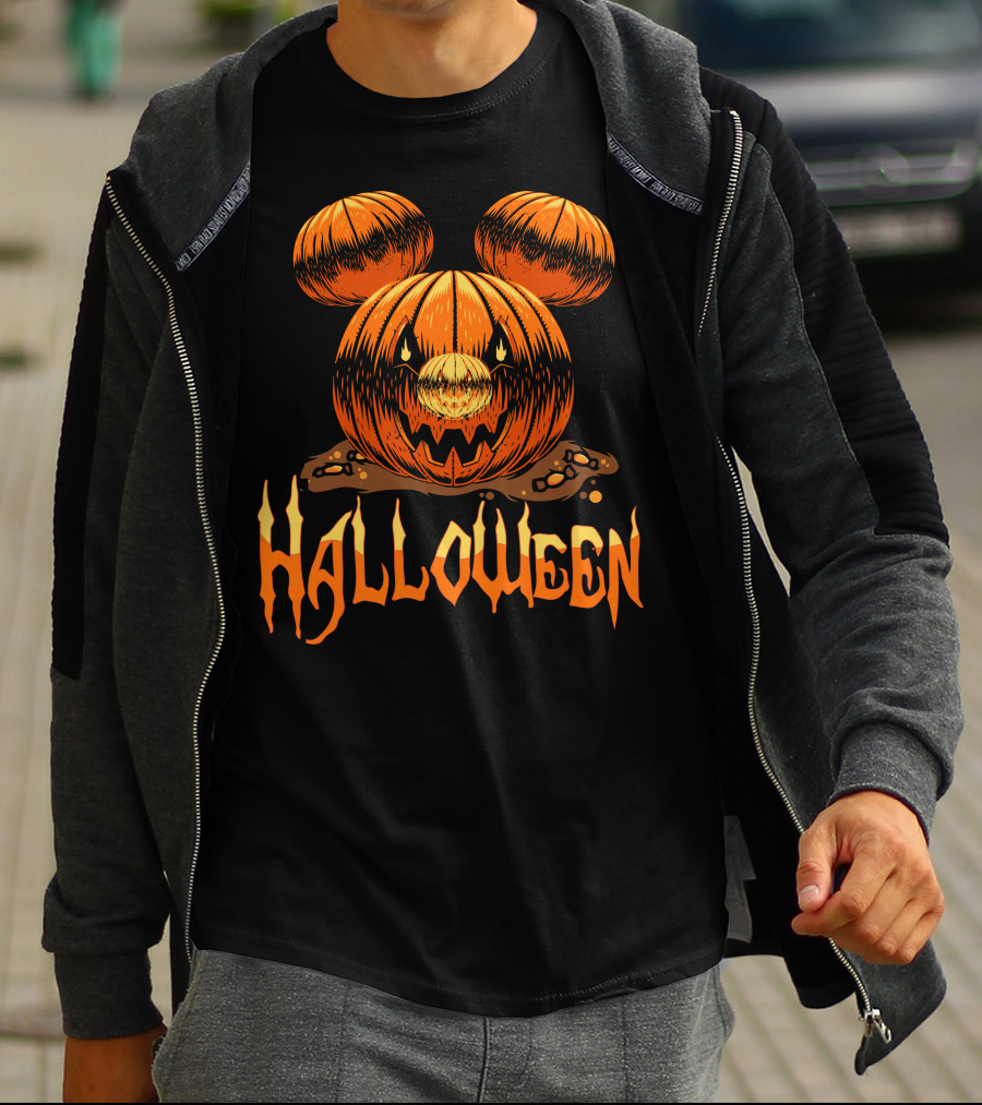 Halloween Pumpkin Mickey Ears T-Shirt