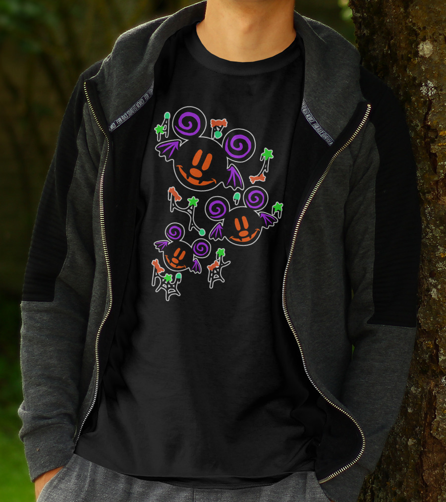 Halloween 55 Spooky Mickey Ears With Bat Wings And Pumpkins T-Shirt