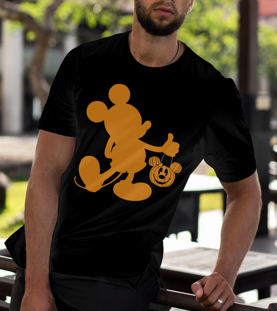 Mickey Mouse Halloween Pumpkin Silhouette T-Shirt