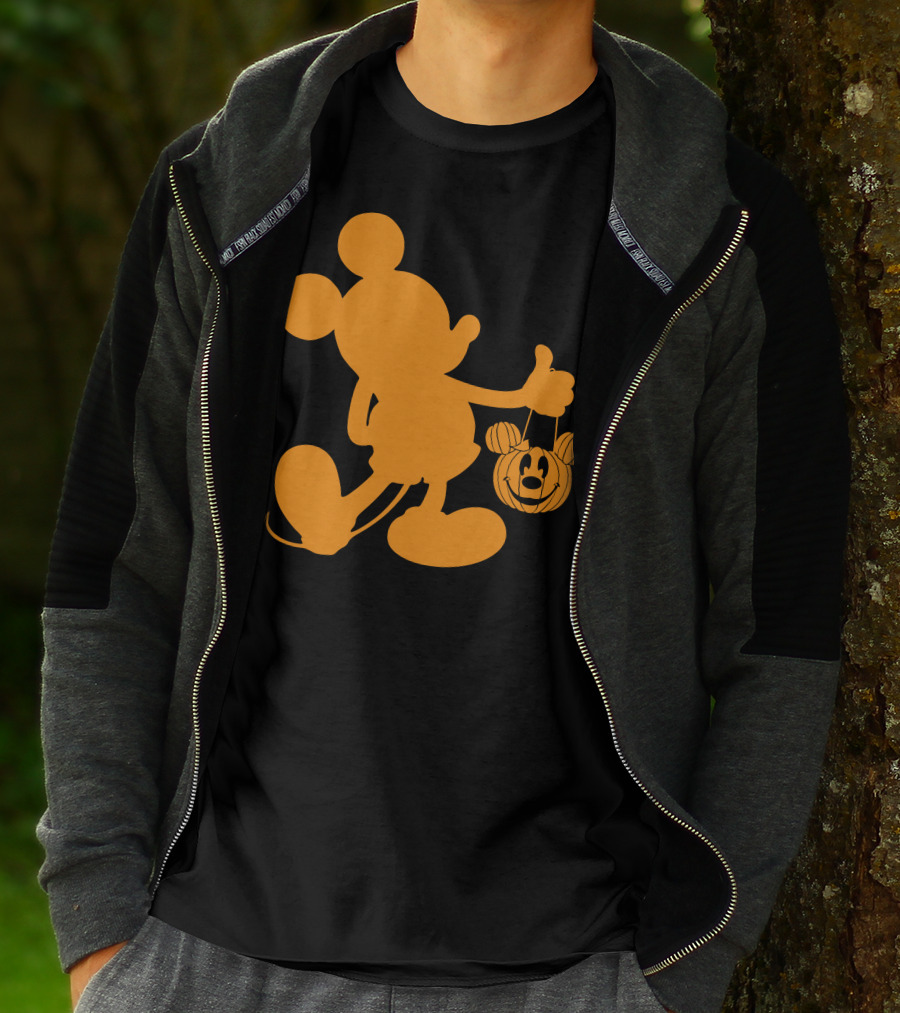 Mickey Mouse Halloween Pumpkin Silhouette T-Shirt