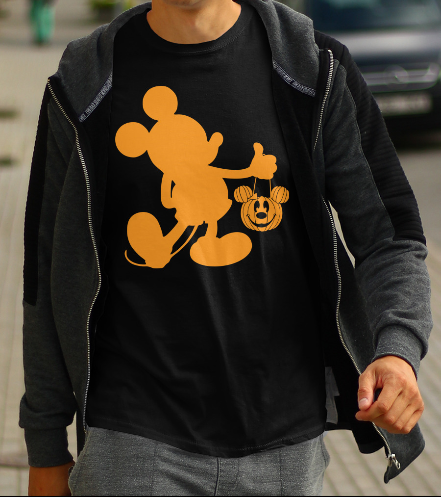Mickey Mouse Halloween Pumpkin Silhouette T-Shirt