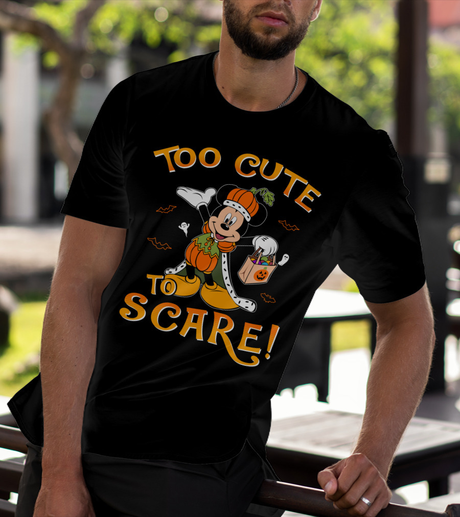Too Cute To Scare Halloween 86 Mickey Pumpkin Costume Trick-Or-Treat T-Shirt