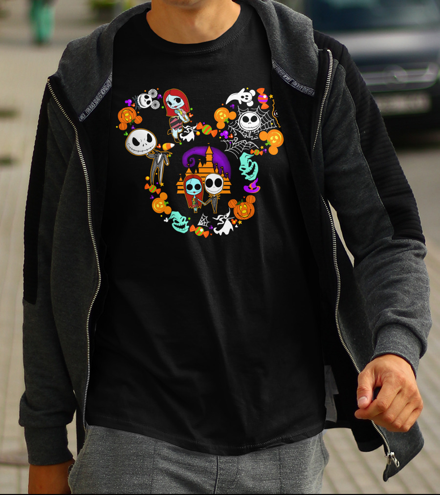 The Nightmare Before Christmas Disney Mickey Mouse Halloween Characters T-Shirt