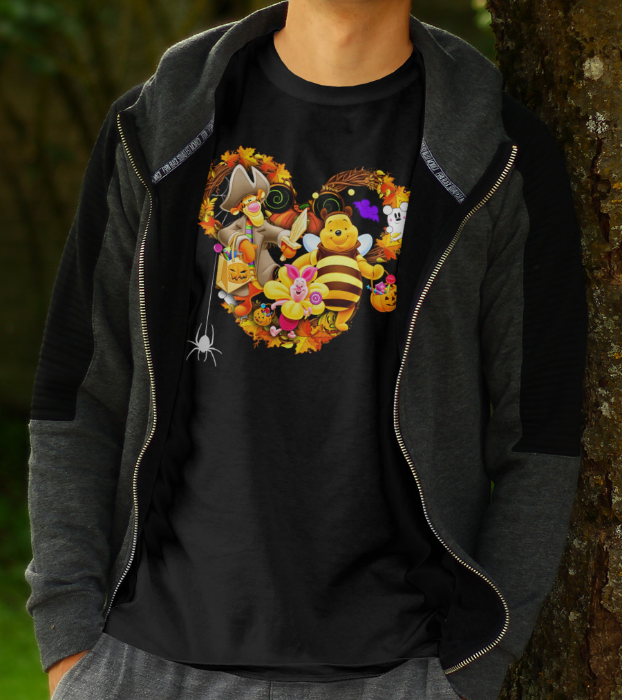Winnie The Pooh Halloween Heart With Tigger And Piglet T-Shirt
