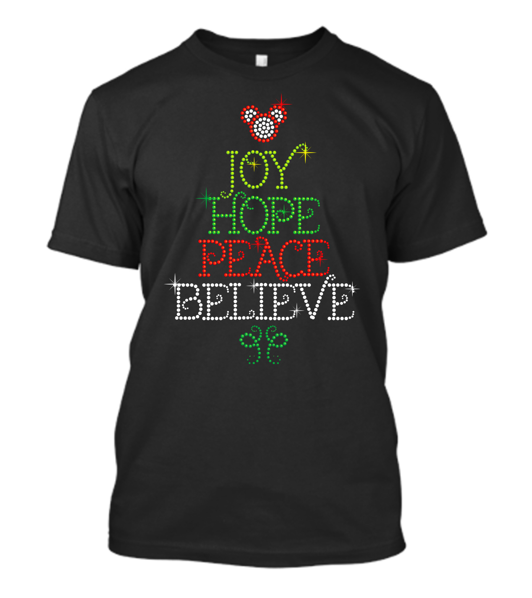Merry Christmas 70 Joy Hope Peace Believe Mickey Mouse T-Shirt