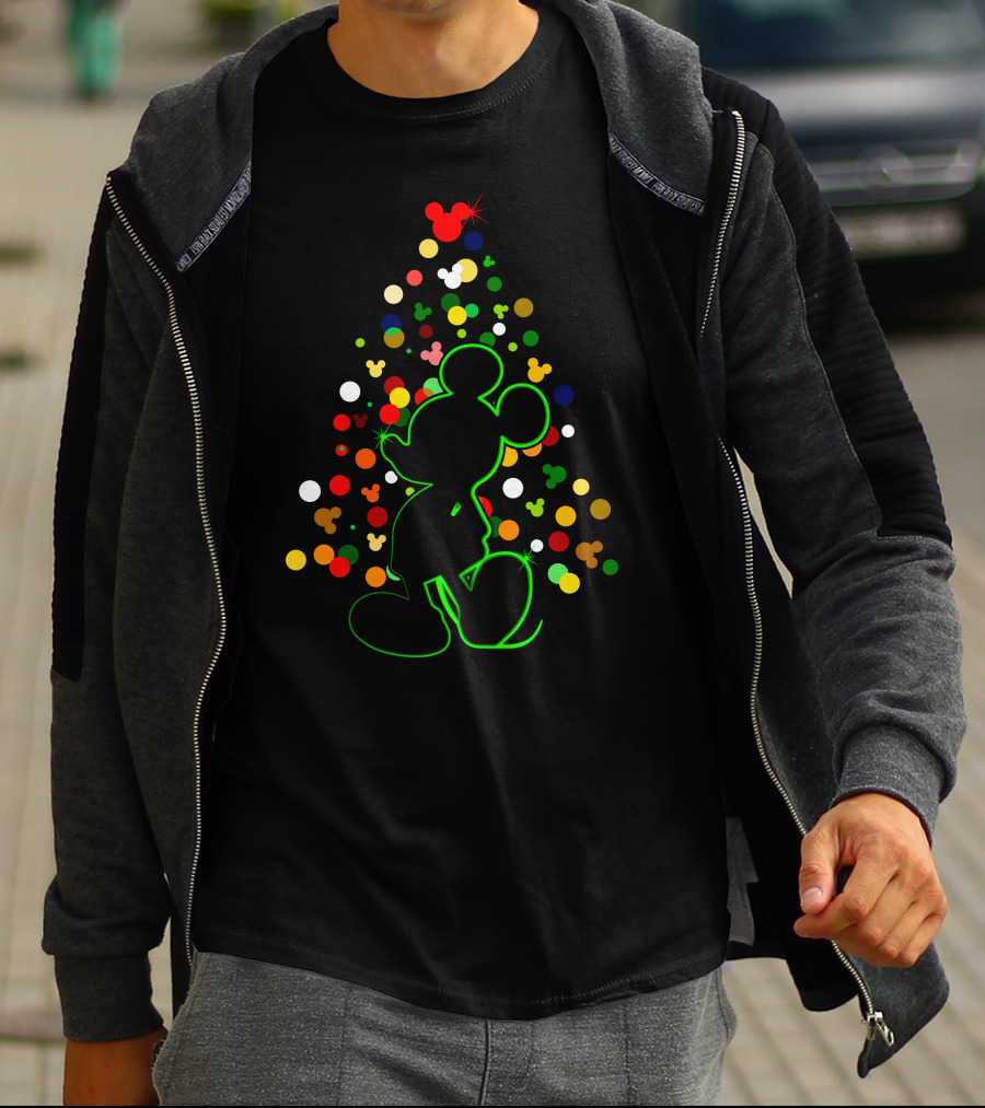 Merry Christmas 101 Mickey Tree Silhouette T-Shirt
