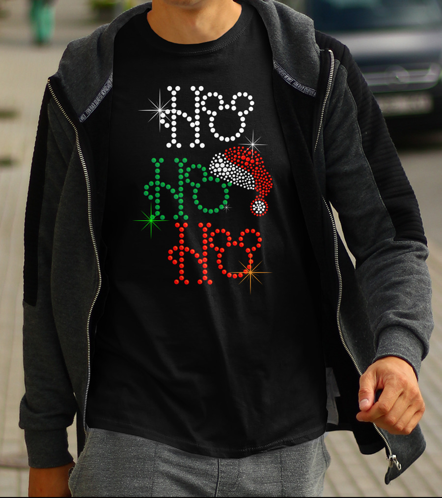 Merry Christmas 55 Ho Ho Ho Santa Hat Mickey Ears Holidots T-Shirt