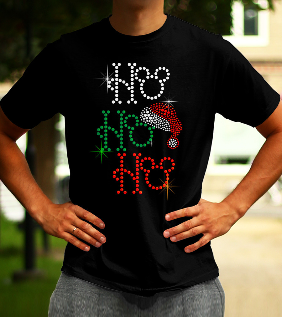 Merry Christmas 55 Ho Ho Ho Santa Hat Mickey Ears Holidots T-Shirt