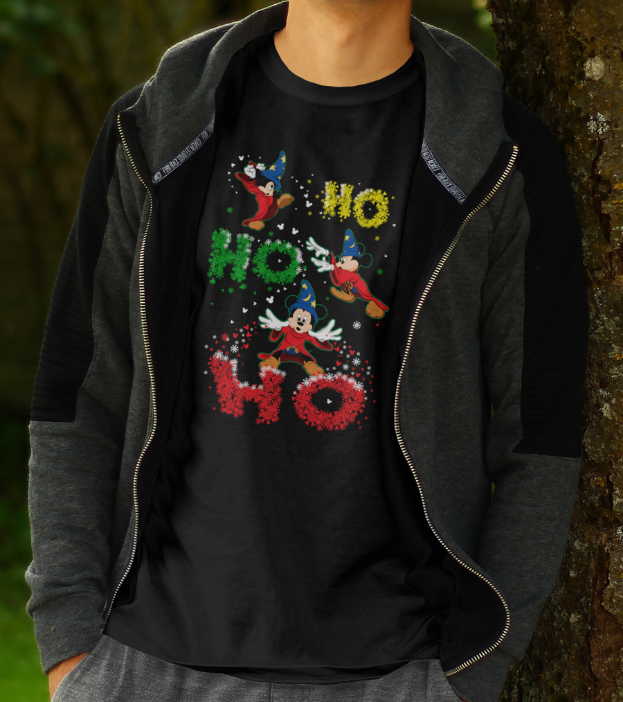 Merry Christmas 57 Mickey Mouse Fantasia Sorcerer's Apprentice Ho Ho Ho T-Shirt