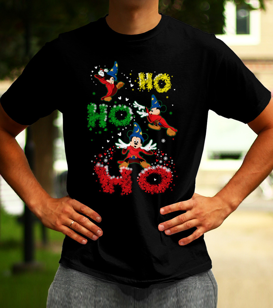 Merry Christmas 57 Mickey Mouse Fantasia Sorcerer's Apprentice Ho Ho Ho T-Shirt