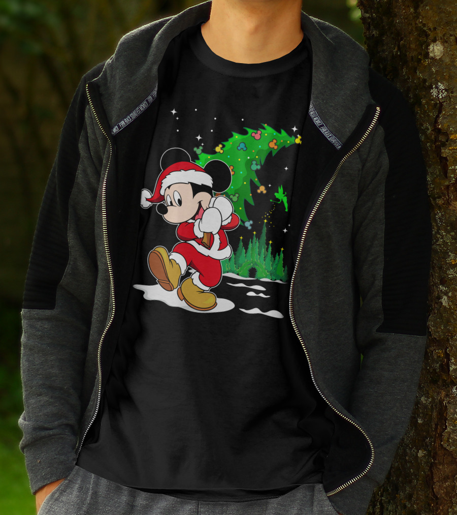 Merry Christmas Mickey Mouse Santa Magic Disney Tree T-Shirt
