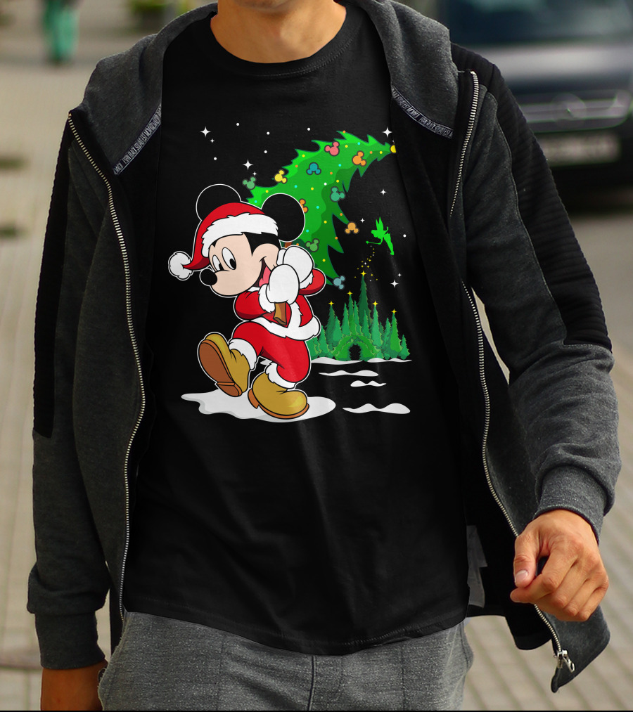 Merry Christmas Mickey Mouse Santa Magic Disney Tree T-Shirt