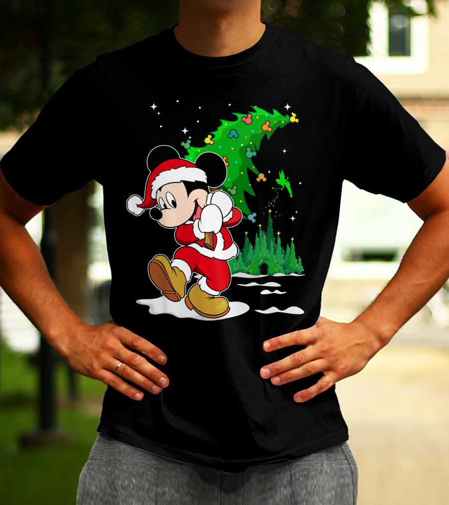 Merry Christmas Mickey Mouse Santa Magic Disney Tree T-Shirt