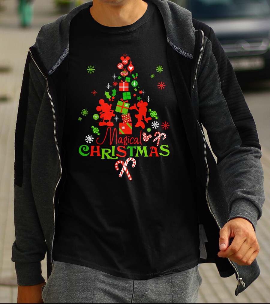 Magical Christmas Tree With Gifts And Candy Canes T-Shirt