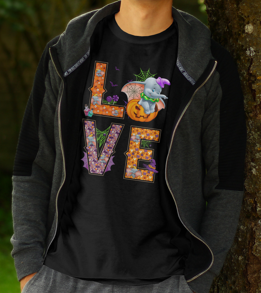 Love Dumbo Halloween Pumpkin Spiderweb Costume T-Shirt