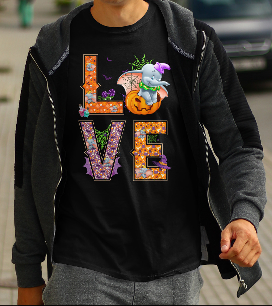 Love Dumbo Halloween Pumpkin Spiderweb Costume T-Shirt