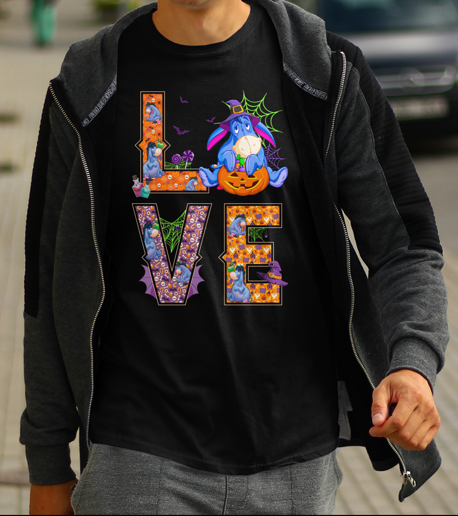 Eeyore Halloween Love Pumpkin Witch Hat Web T-Shirt