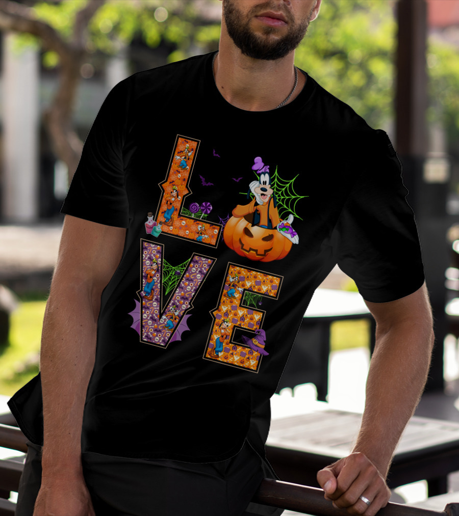 Goofy Halloween Love Pumpkin Spiderweb Bats T-Shirt