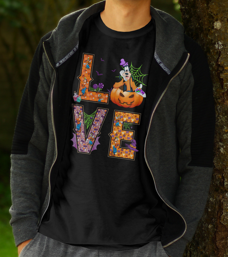 Goofy Halloween Love Pumpkin Spiderweb Bats T-Shirt
