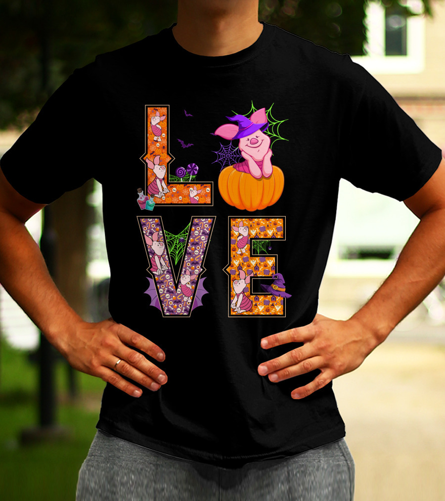 Love Piglet Halloween Pumpkin Costume Spiderwebs Potions T-Shirt