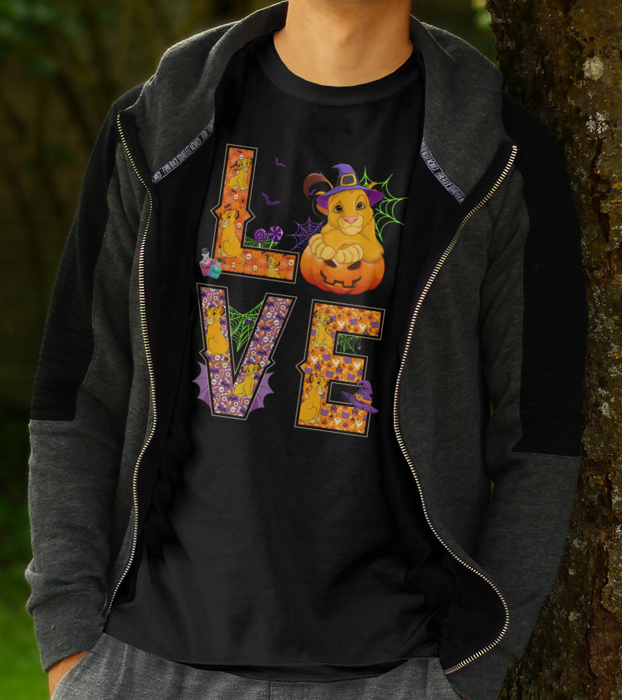 Love Halloween Simba Witch Pumpkin Spiderweb T-Shirt