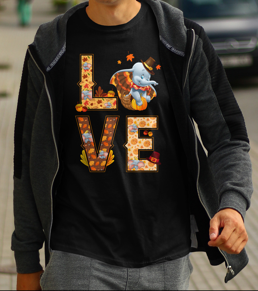 Love Dumbo Thanksgiving Autumn Theme T-Shirt