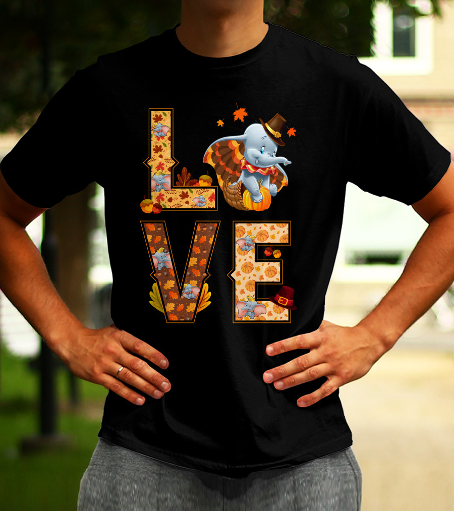 Love Dumbo Thanksgiving Autumn Theme T-Shirt