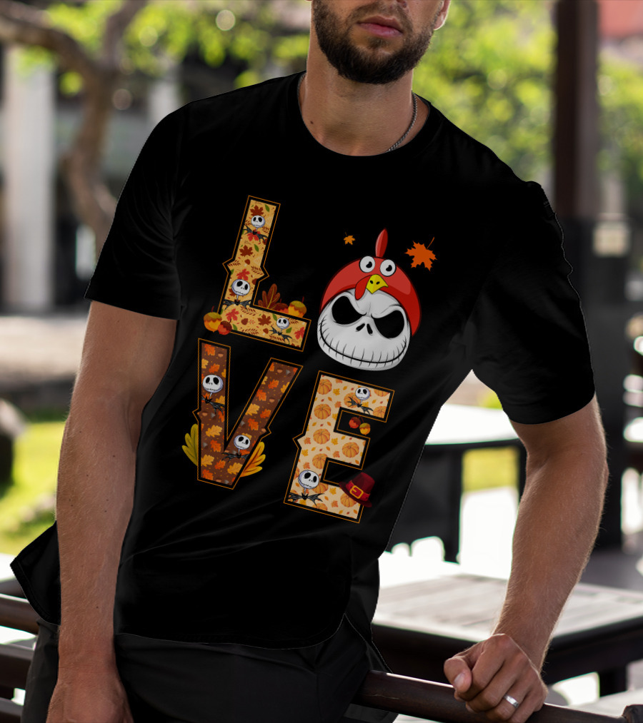 Love Jack Skellington Fall Pumpkin Thanksgiving T-Shirt