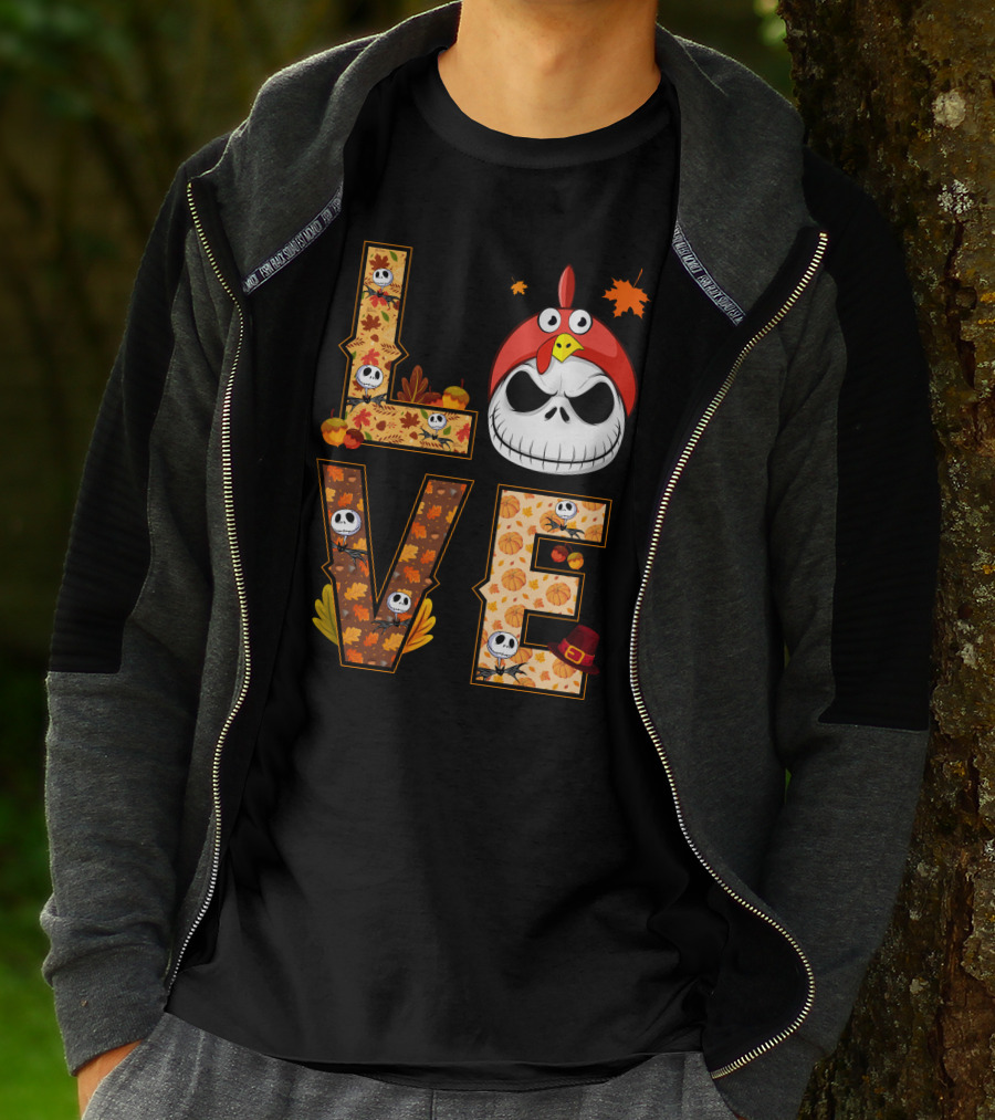 Love Jack Skellington Fall Pumpkin Thanksgiving T-Shirt
