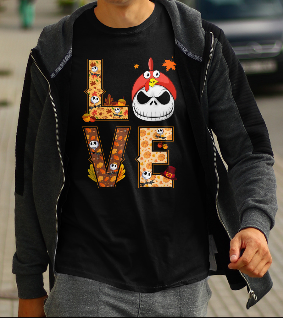 Love Jack Skellington Fall Pumpkin Thanksgiving T-Shirt