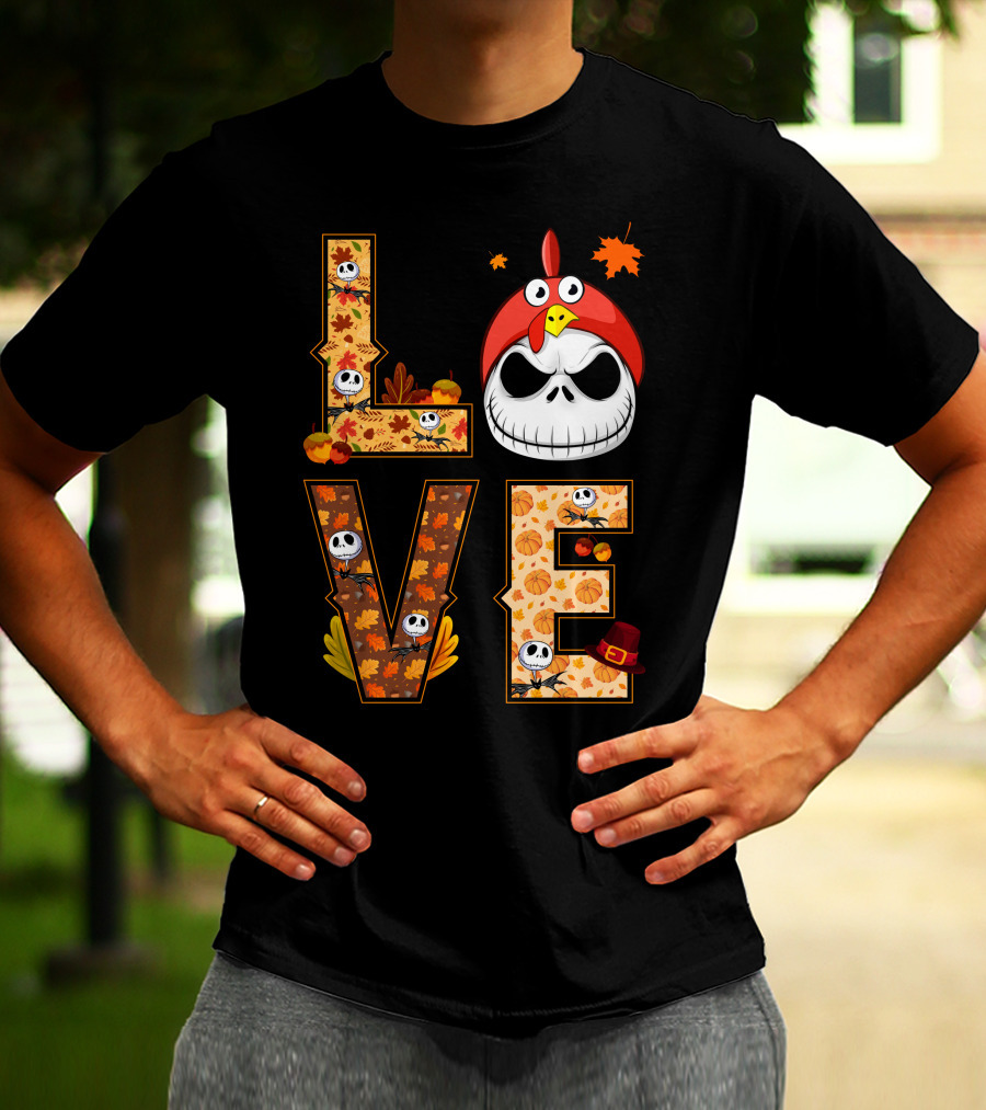 Love Jack Skellington Fall Pumpkin Thanksgiving T-Shirt