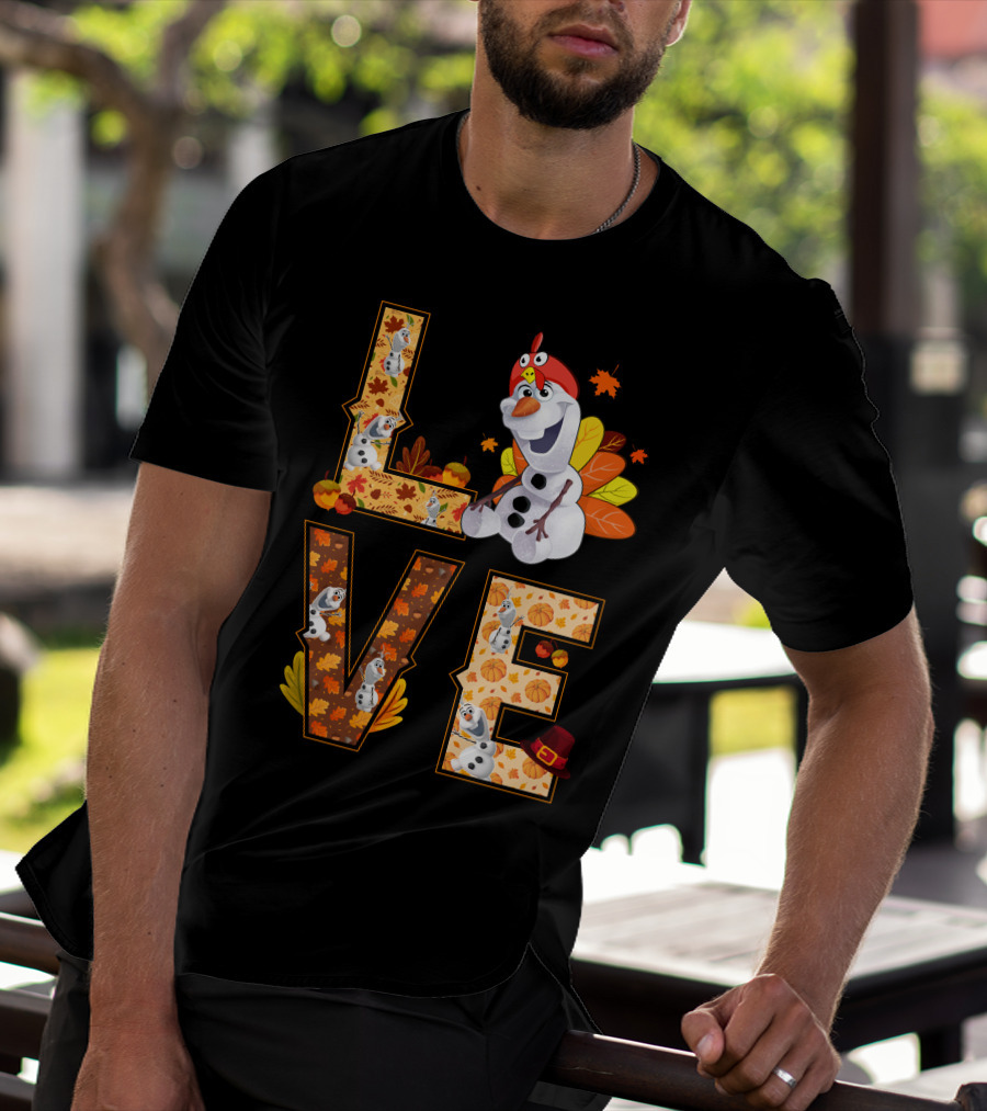Love Olaf Thanksgiving Autumn Leaves Costume T-Shirt