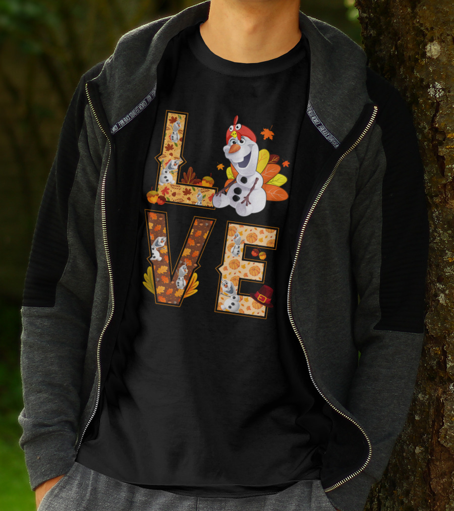 Love Olaf Thanksgiving Autumn Leaves Costume T-Shirt