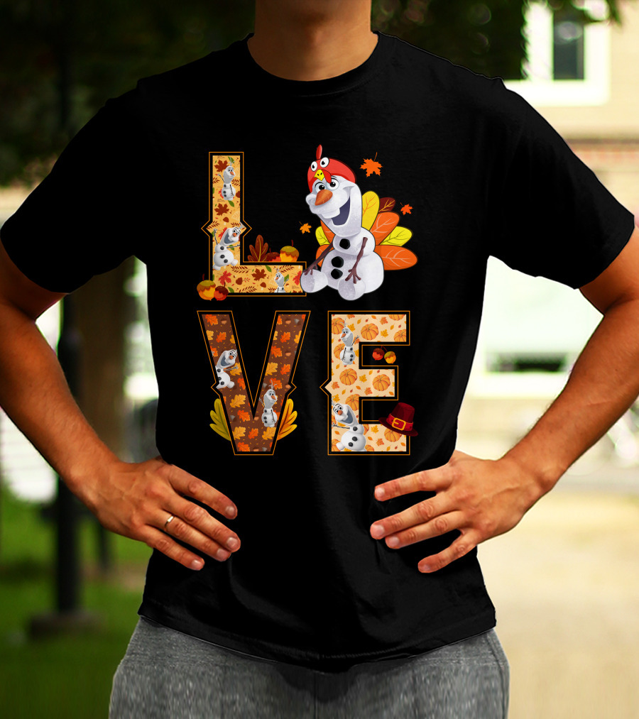 Love Olaf Thanksgiving Autumn Leaves Costume T-Shirt