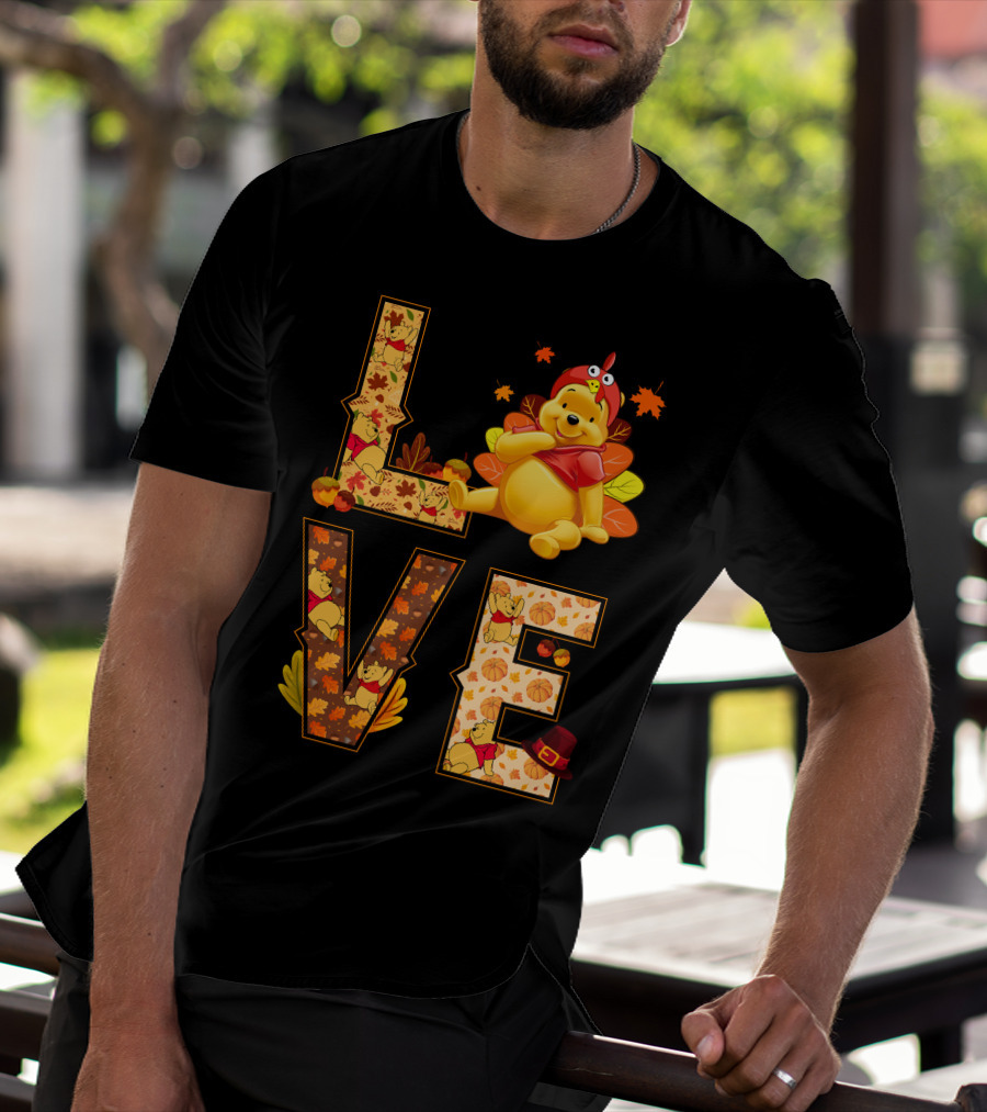 Love Pooh Fall Thanksgiving Theme T-Shirt