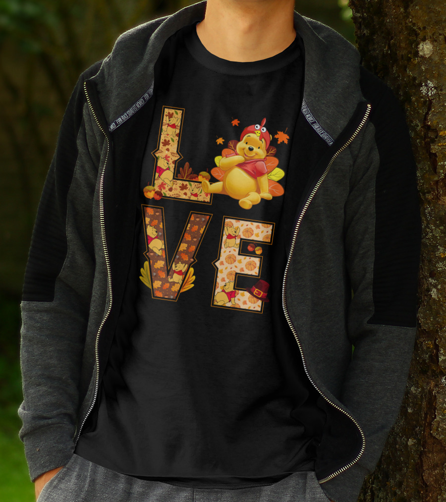 Love Pooh Fall Thanksgiving Theme T-Shirt