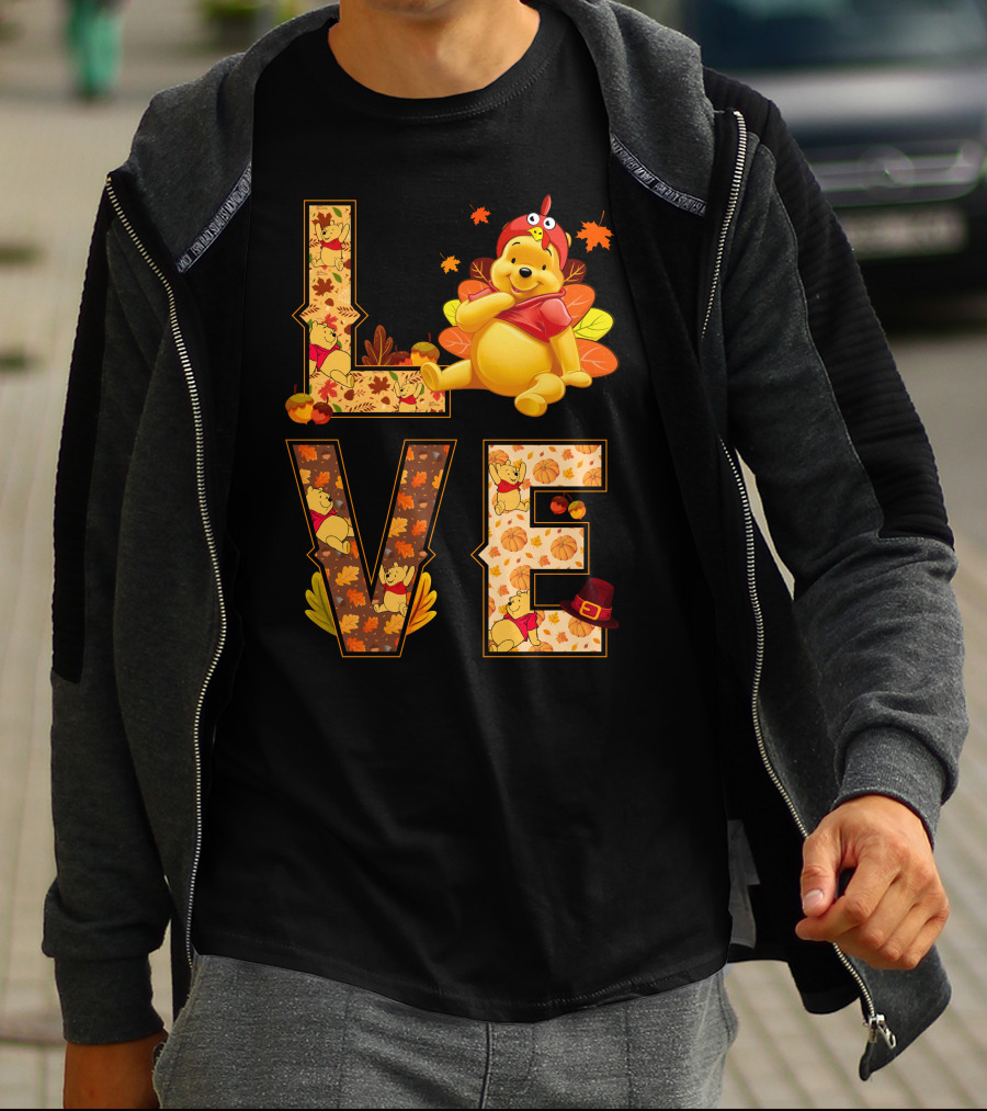 Love Pooh Fall Thanksgiving Theme T-Shirt
