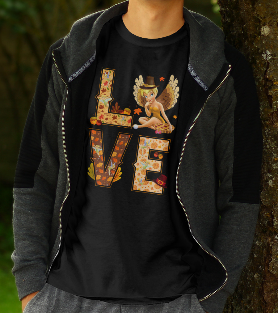 Love Tinkerbell Thanksgiving Autumn Theme T-Shirt