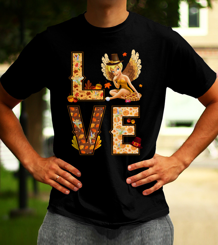 Love Tinkerbell Thanksgiving Autumn Theme T-Shirt